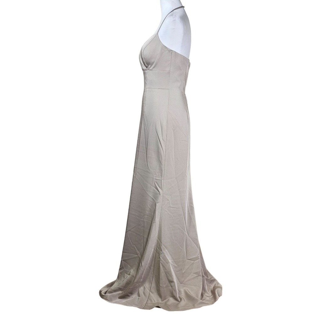 Allure Sweetheart Halter Floor Length Dress 6 Beige Formal Bridesmaids Wedding - Picture 3 of 12